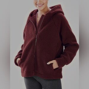 Fabletics - Lotta Teddy Jacket - Maroon - Size: Large
